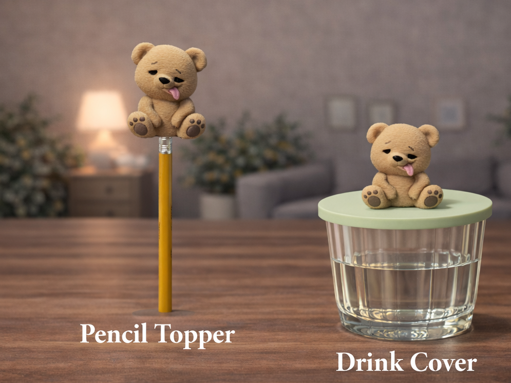Tipsy Teddy Pencil Topper & Drink Cover