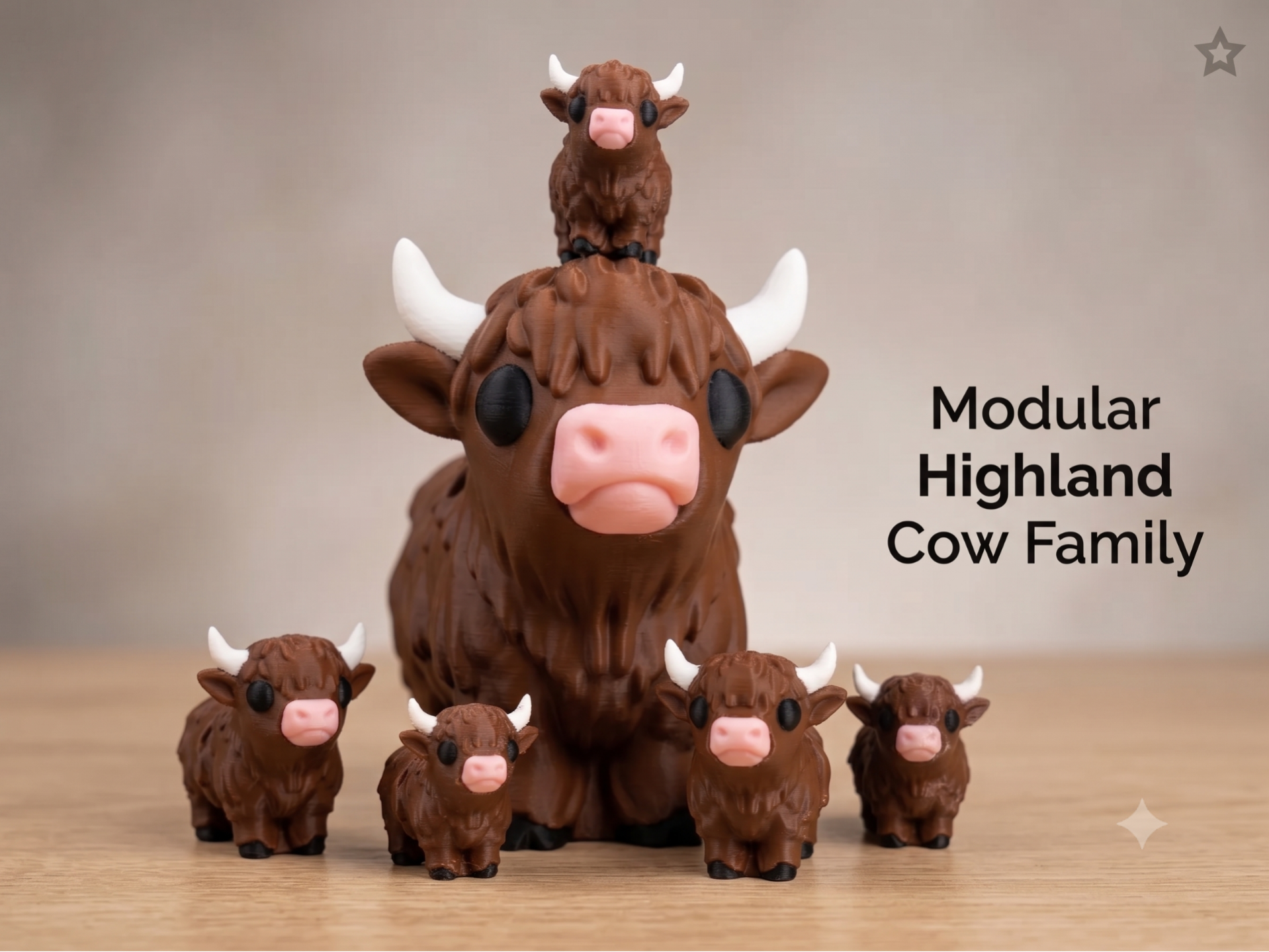 Chibi Highland Cow - Optimized AMS - No Supports