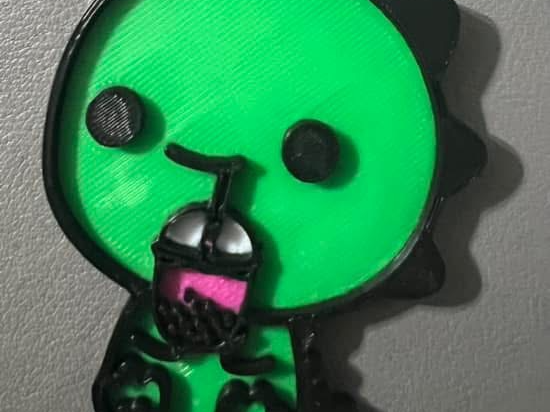 Dinosaur Drinking Boba Keychain