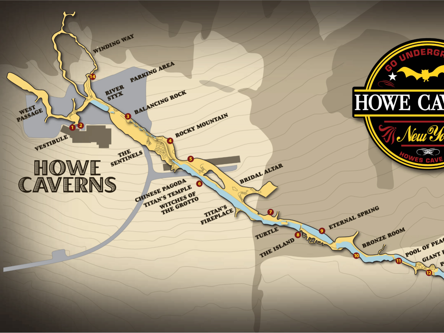 Map of Howe Caverns