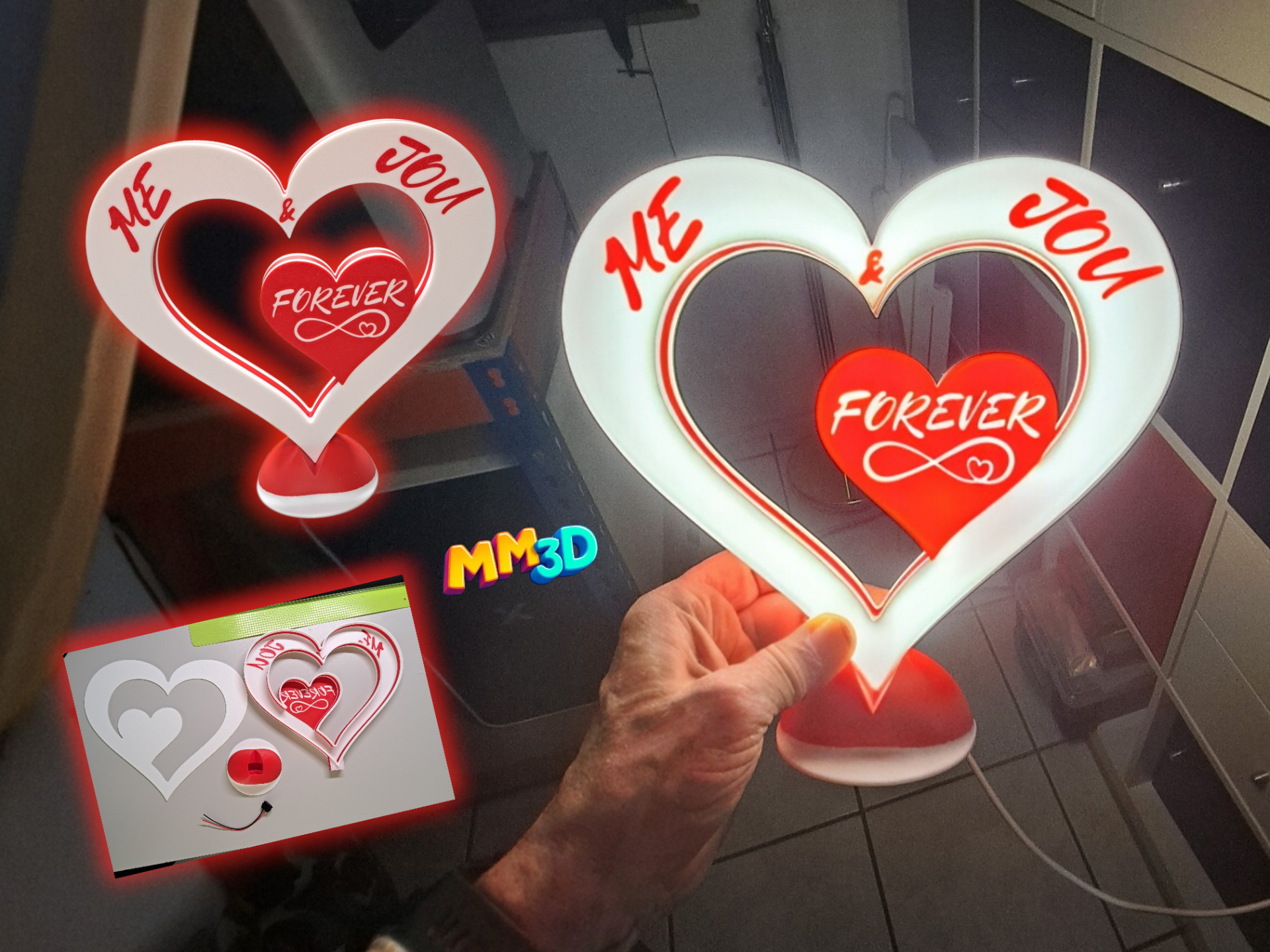 Heart LED Lamp “Me & You Forever” Romantic Gift