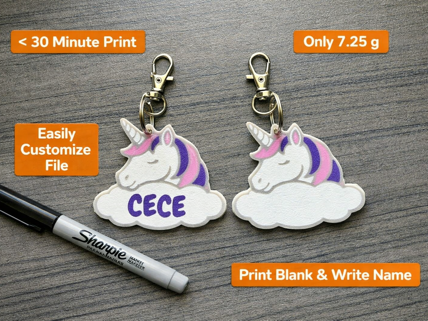 Unicorn Keychain Customizable| Blank|Colorable