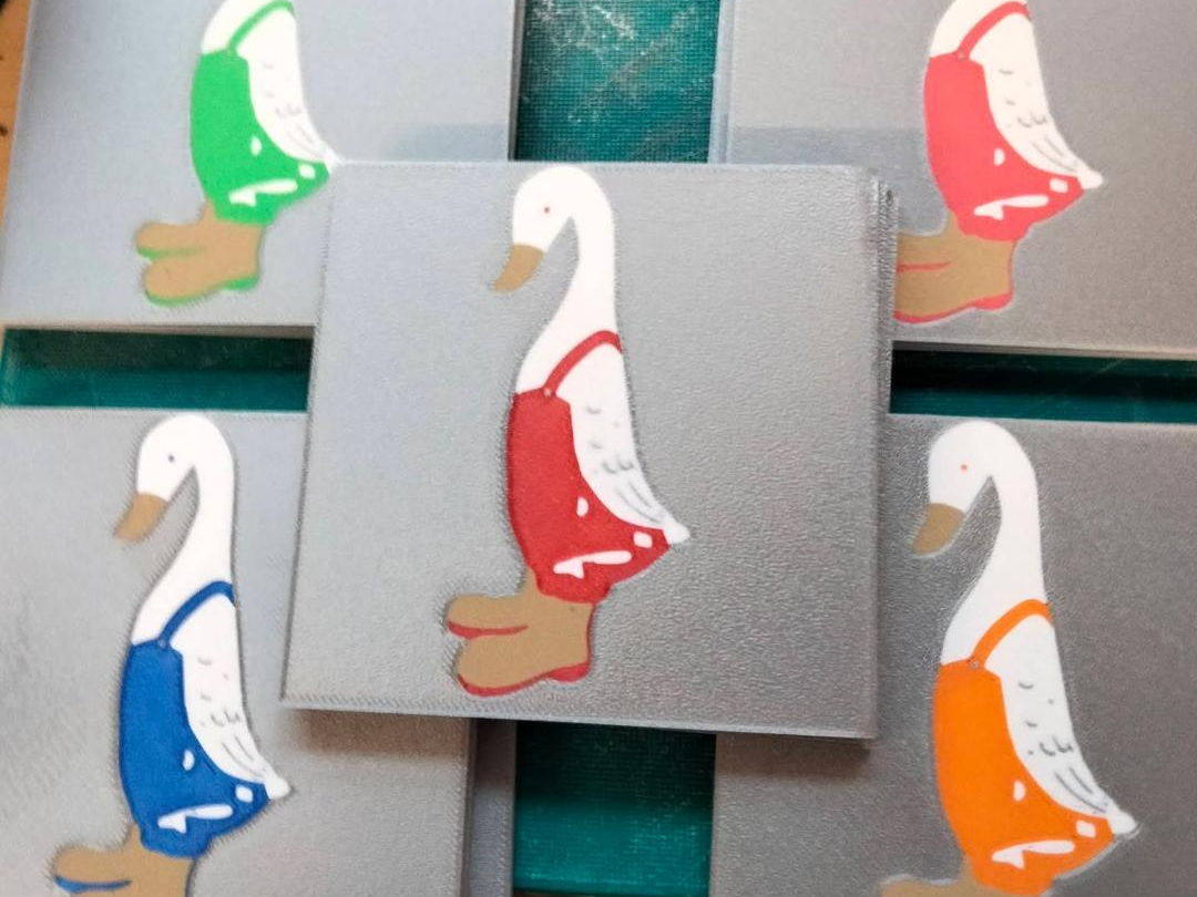 Duck in dungerees coaster