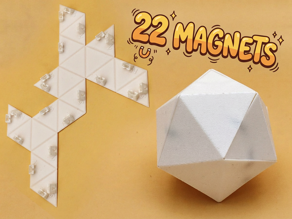 Magnetic Folding Icosahedron  (Pepakura Style)