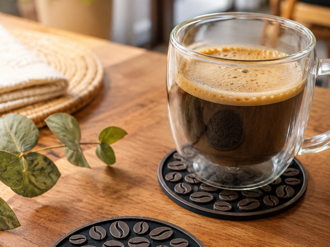 Coffe coaster with beans