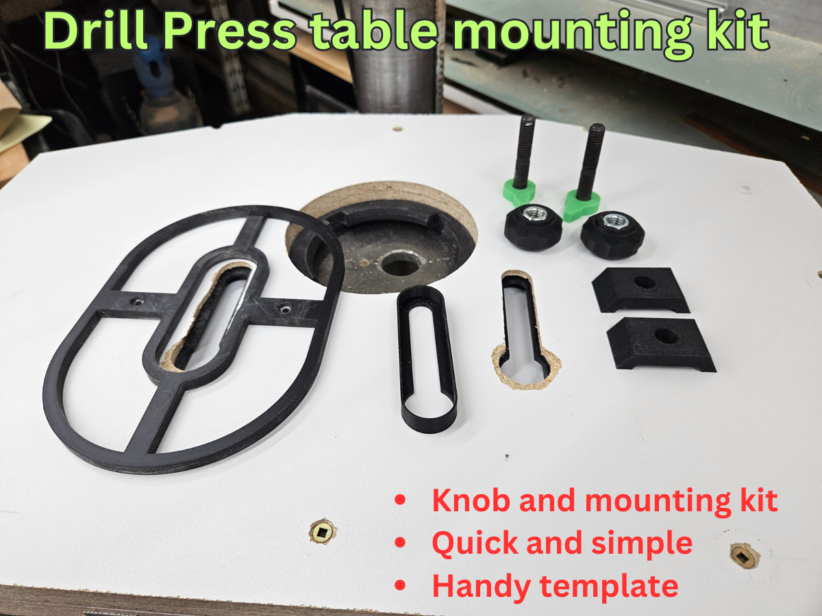 Drill press fence and table mounting kit