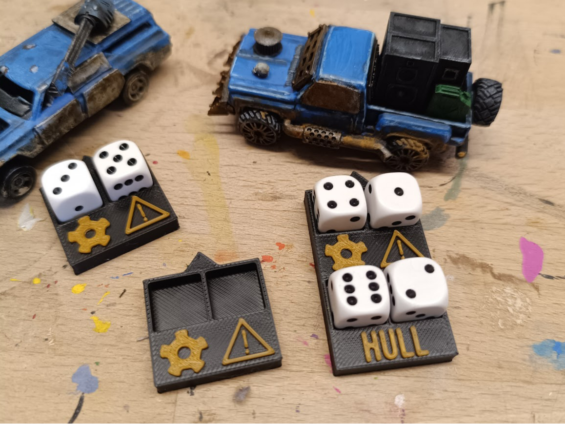 Gaslands Marker with Hazard and Gear indication