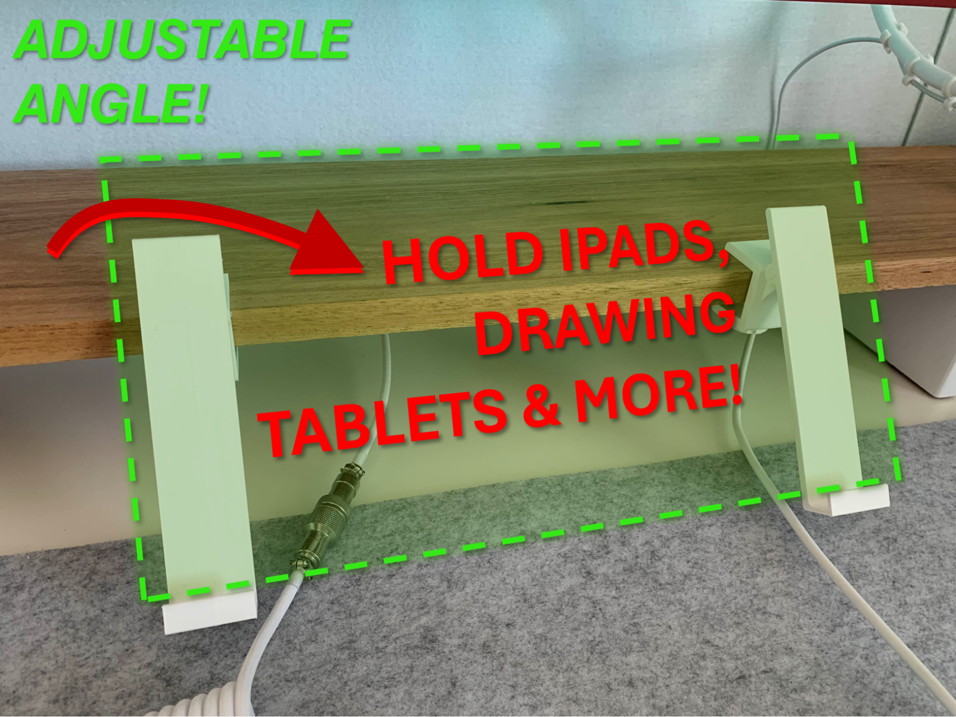 Adjustable Tablet Holder for Desk Shelfs/Risers