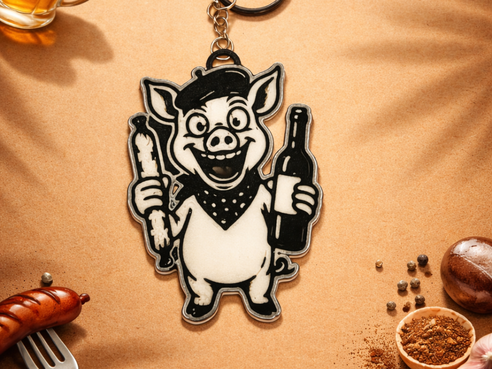 BBQ Pig Keychain