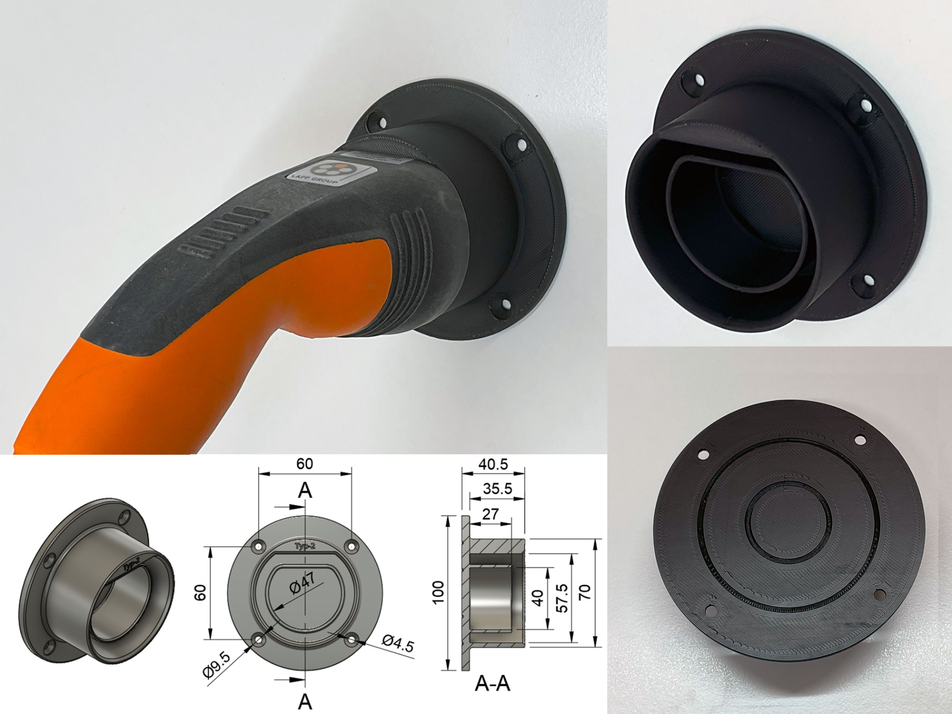 Wandhalter Ladekabel Typ-2