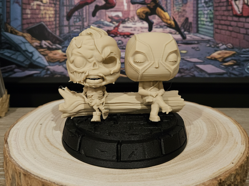 Deadpool and Wolverine On Log Chibis