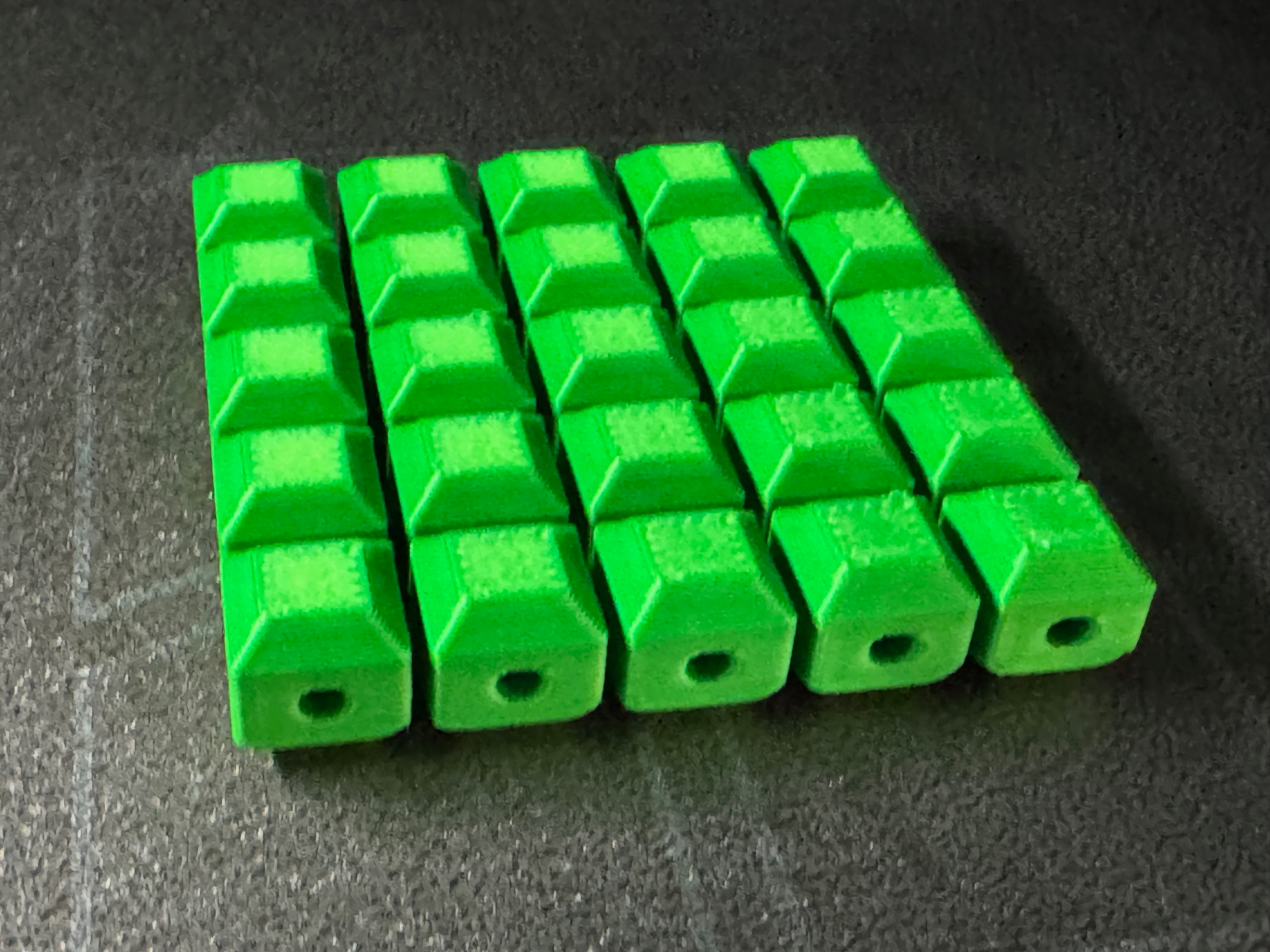 Square shaped beads with chamfers