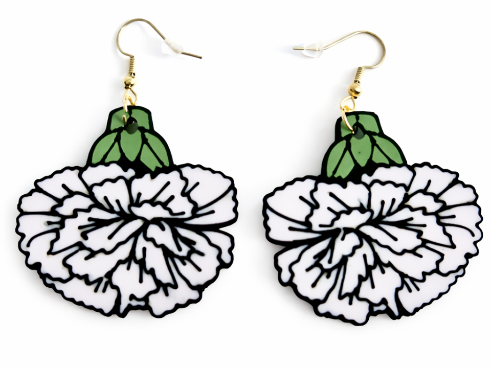 Carnation Earrings - 12 Months of Flowers: January