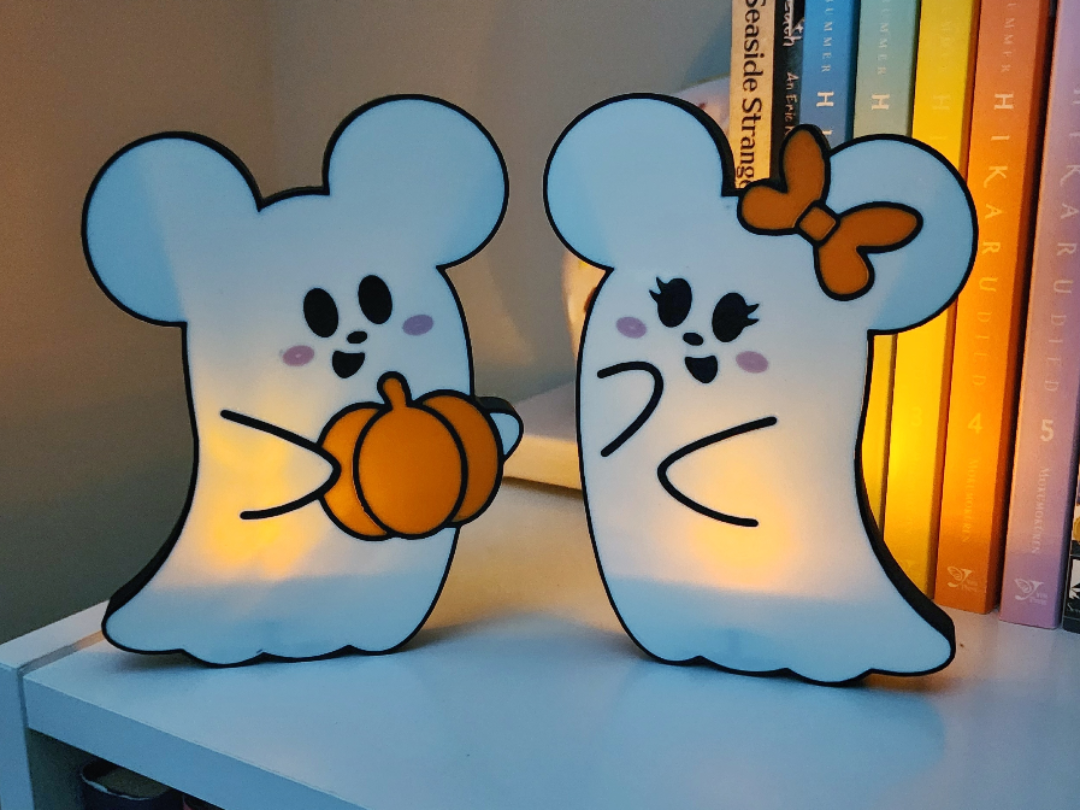 Ghost Mickey & Minnie Tealight Signs