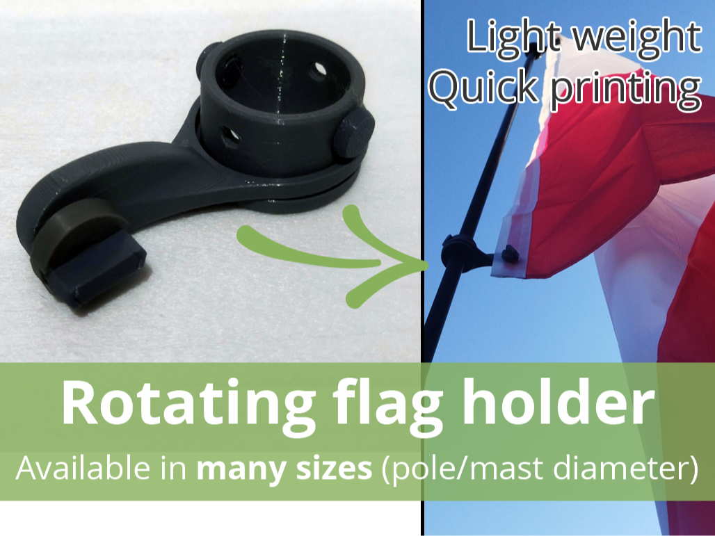 Rotating flag holder (for many pole diameter)