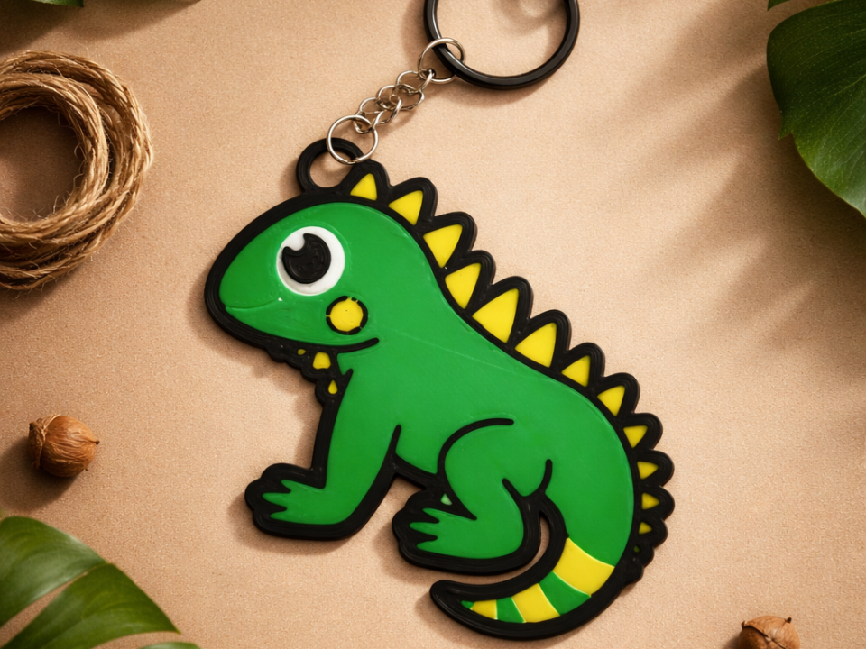 Cute Green Iguana Keychain