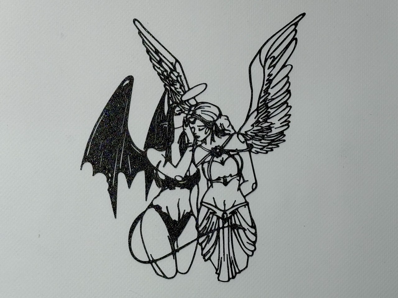 devil and angel silhouette sexy girl (wall art)