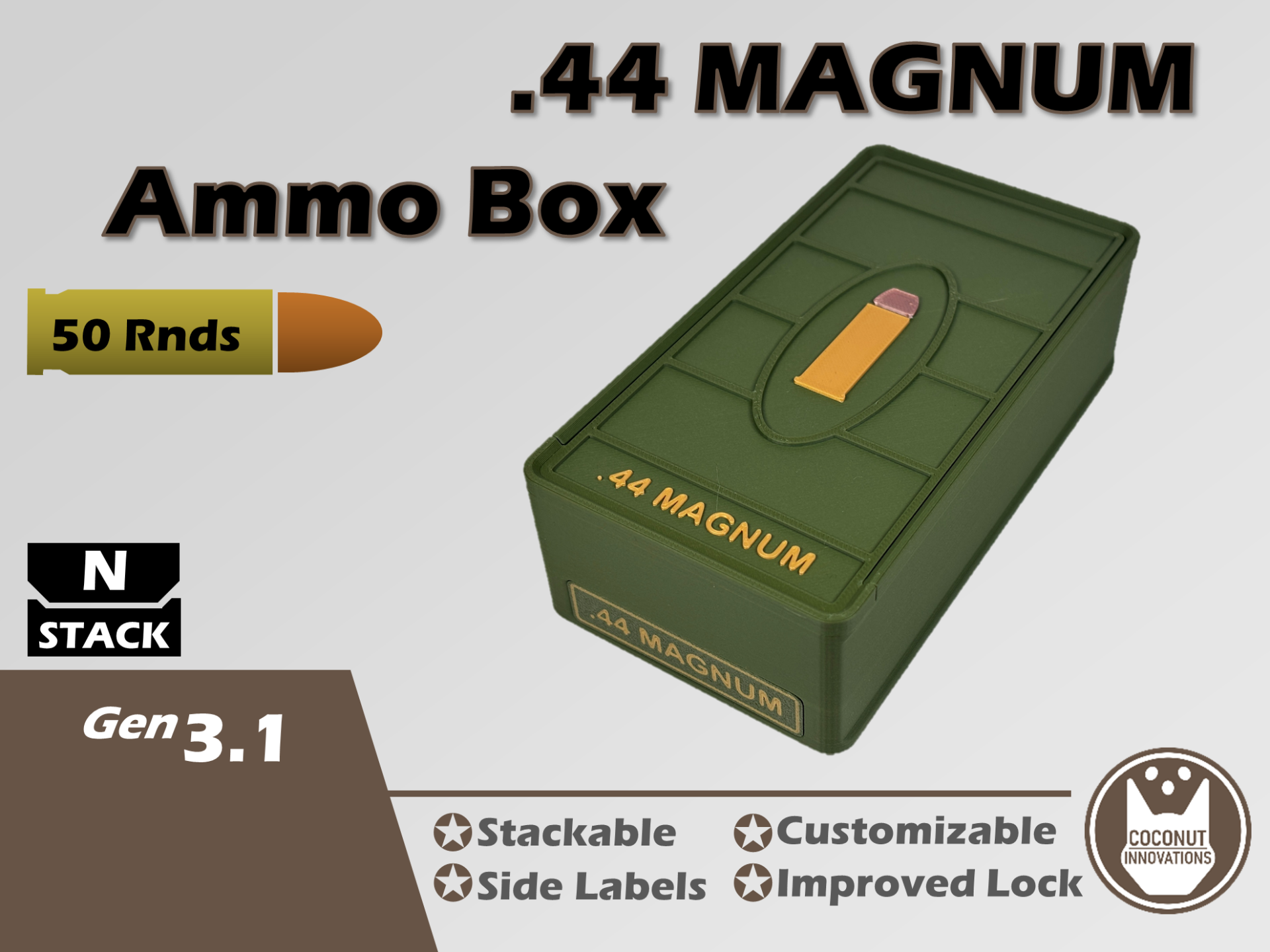 Ammo Storage Box .44 Magnum 50 Rounds