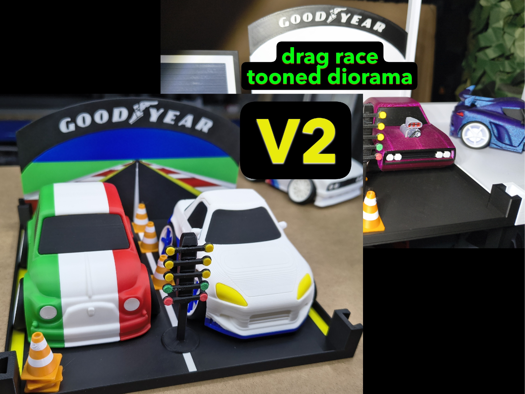 drag race module for tooned cars diorama shelf