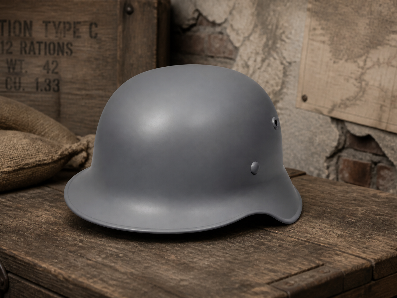M42 Stahlhelm Wehrmacht - tragbar - Lifesize