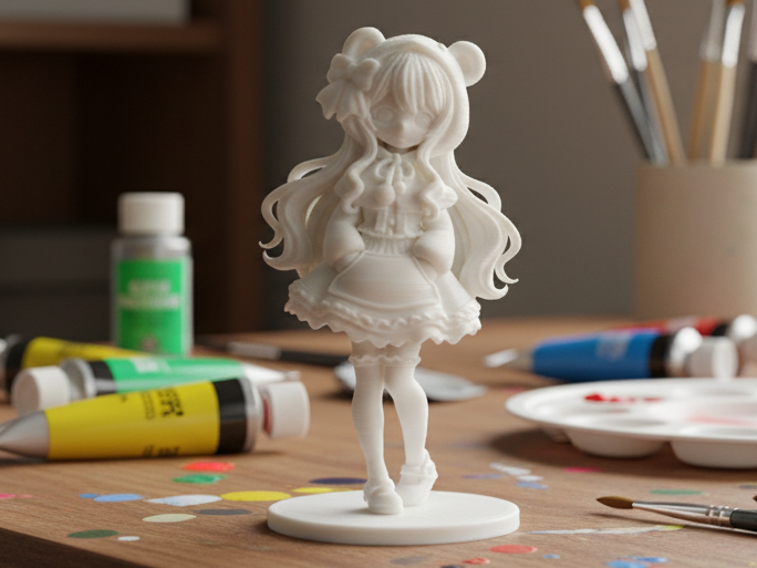 Anime Girl with Bear Ears and Bow – Figurine