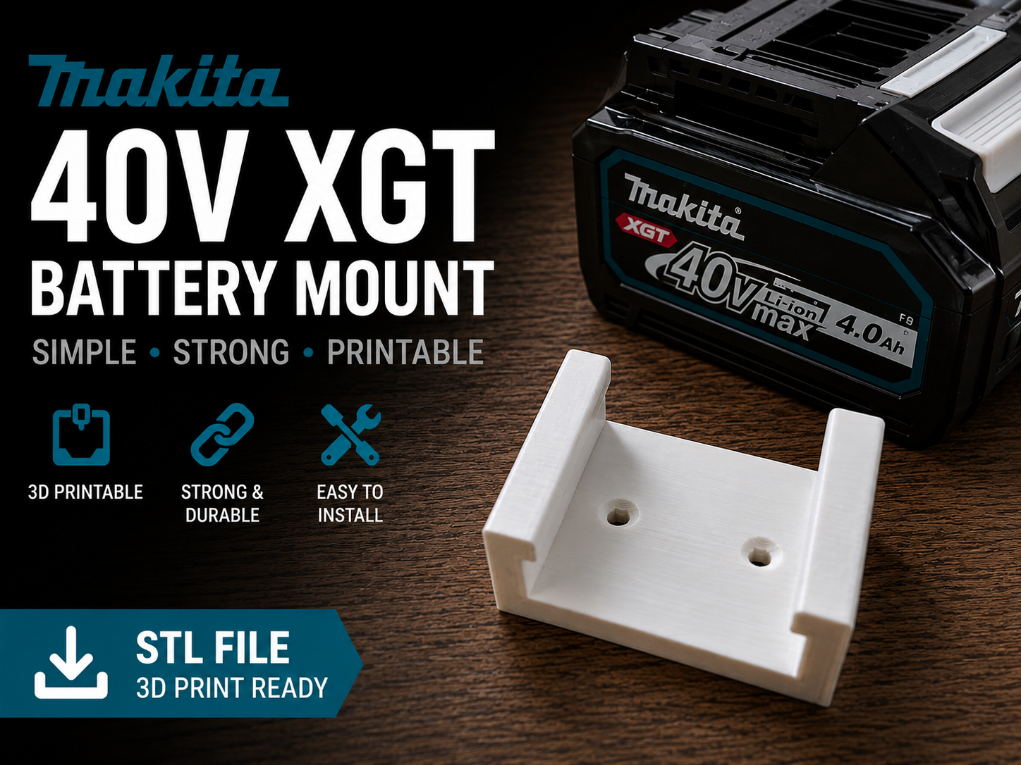 Makita 40V XGT Battery Mount Holder