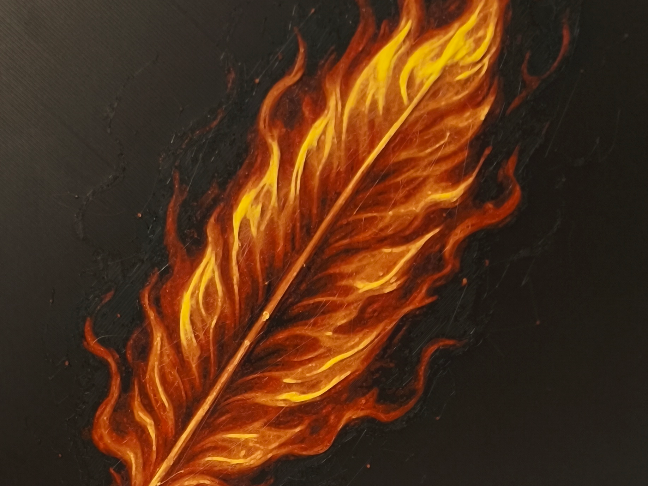 Feder in Flammen