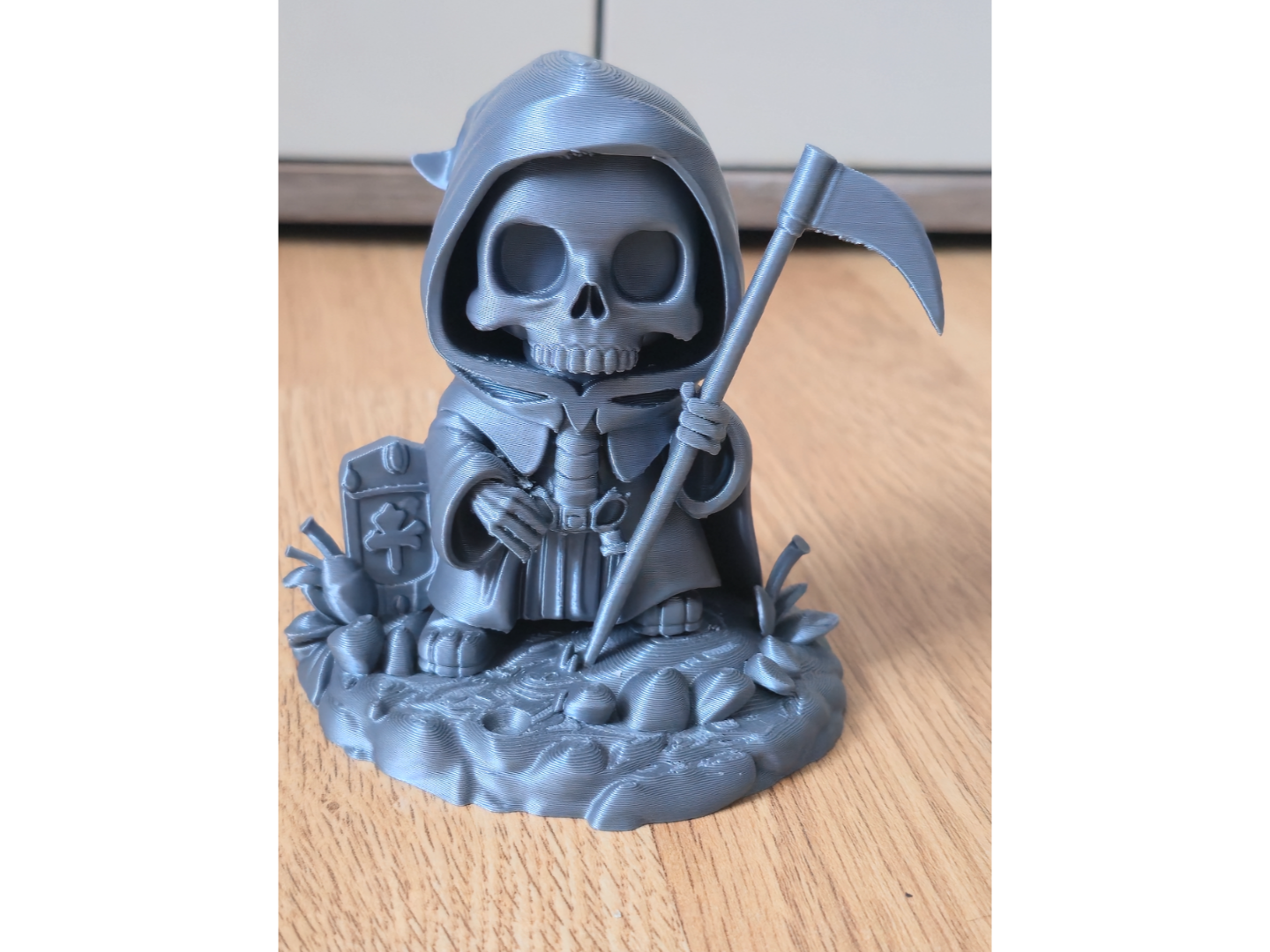 Grim Reaper Figurine – Hooded Skull with Scythe