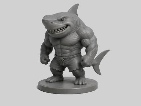 Muscle Shark Figurine (Stylized 3D Model)