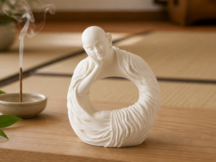 Meditating Monk Sculpture -Serene Zen Figurine