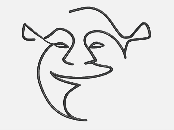 Minimalist Line Art - Abstract Ogre Face