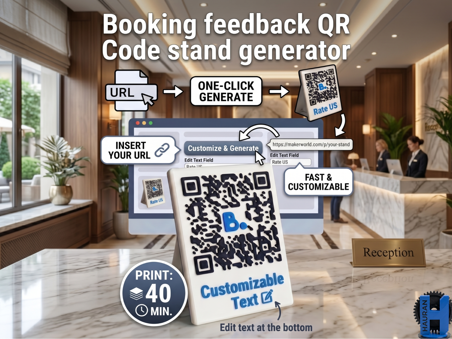 Parametric Booking.com QR Code Feedback Stand