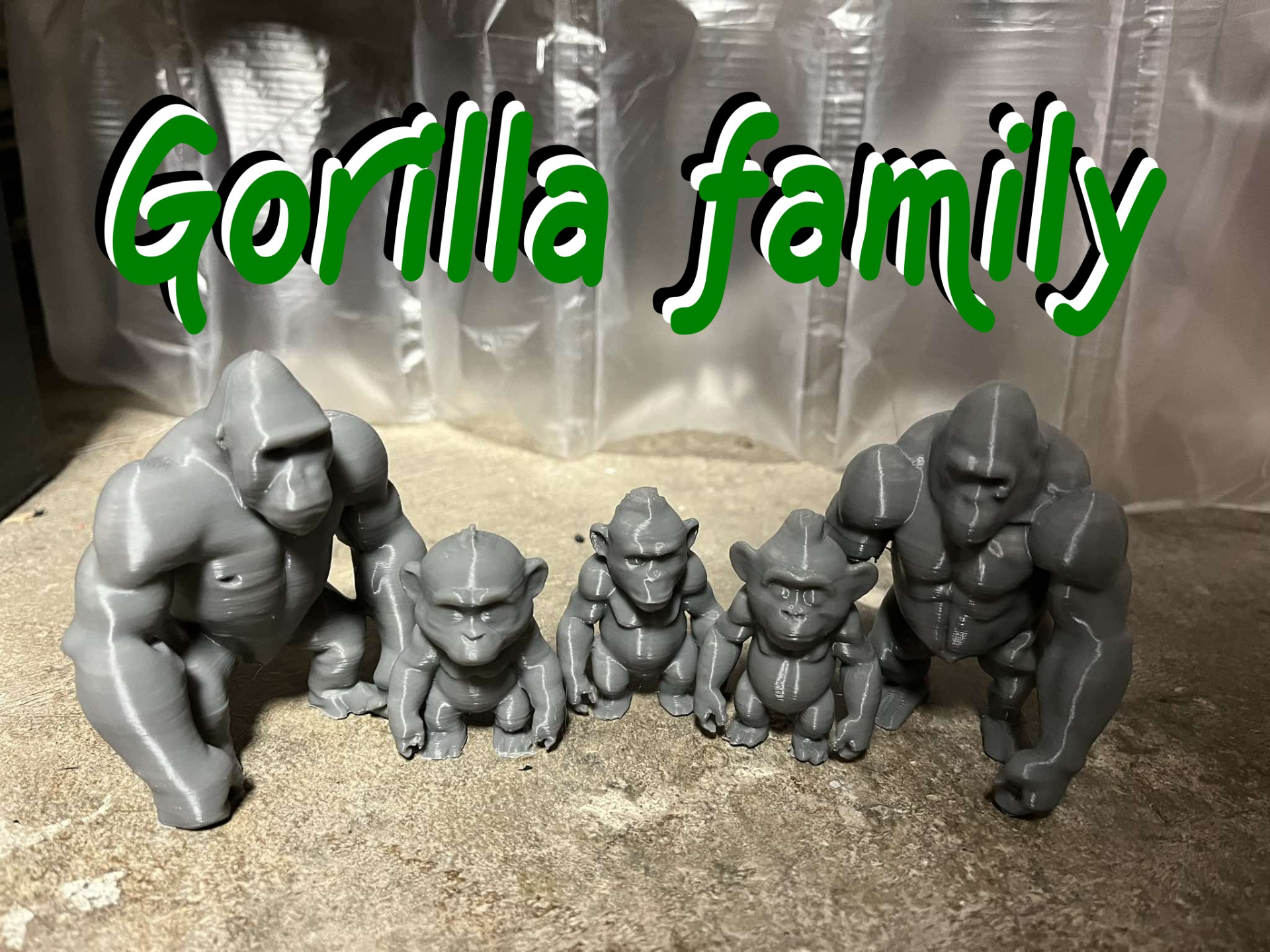 Gorilla family with children