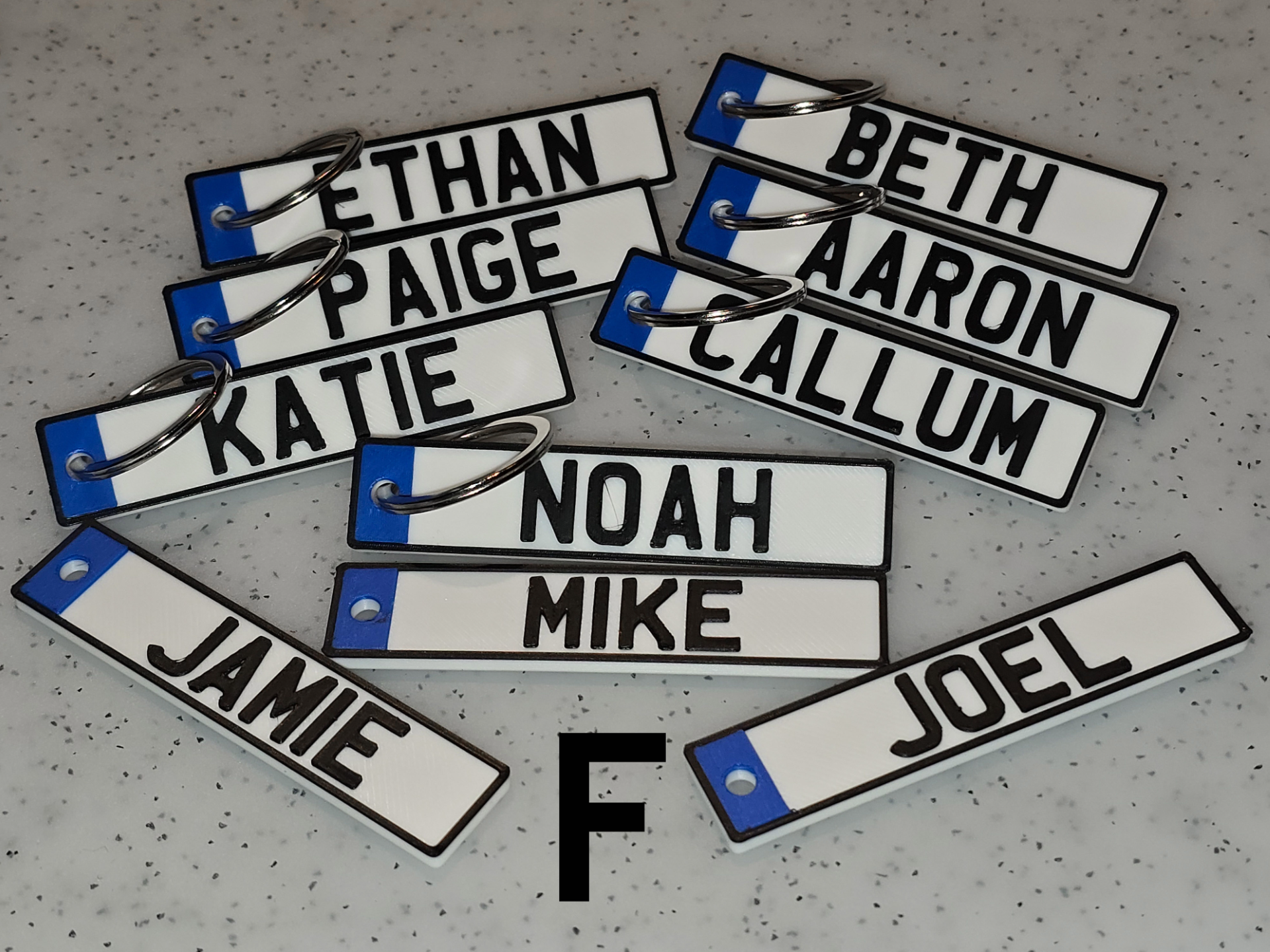 Name key fob (names beginning with F)