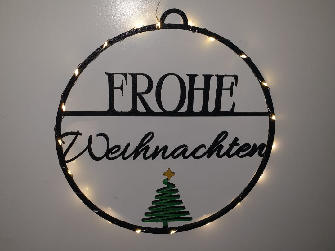 Schriftzug Frohe  Weihnachten für die Tür