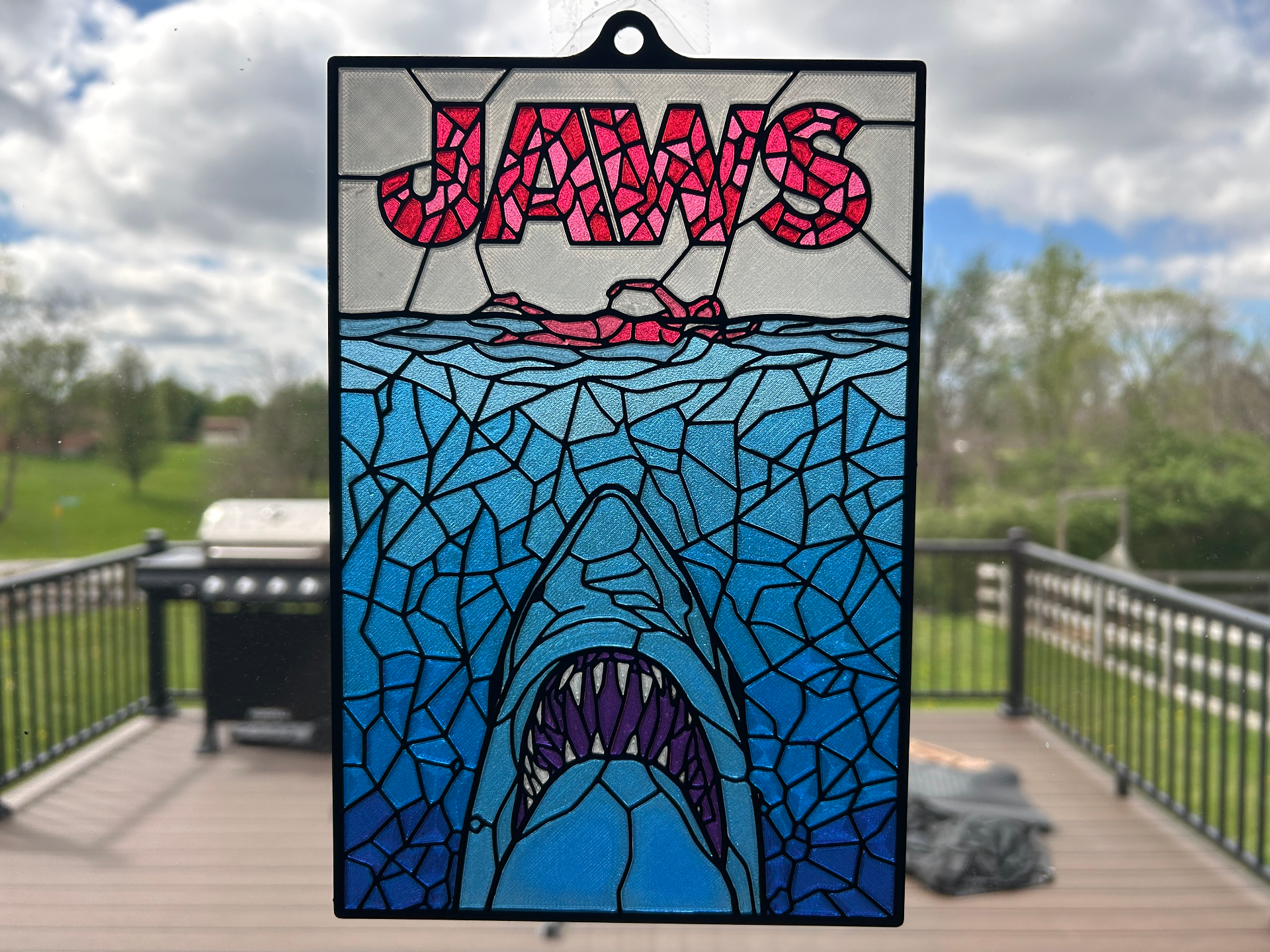 Stained Glass JAWS Movie Poster (BWRB - AMS)