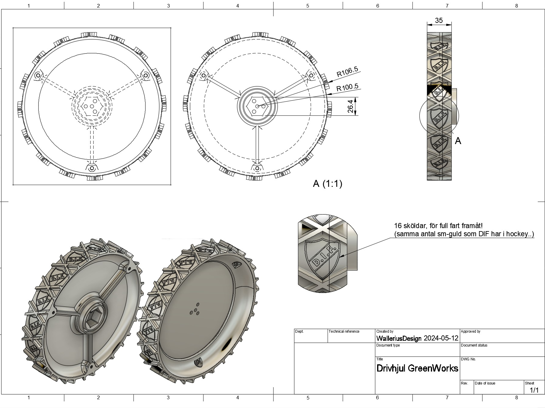 Robotic lawnmower wheels