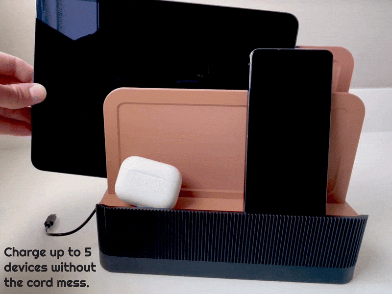 Multi-Device Charging Station (w/ cable storage)