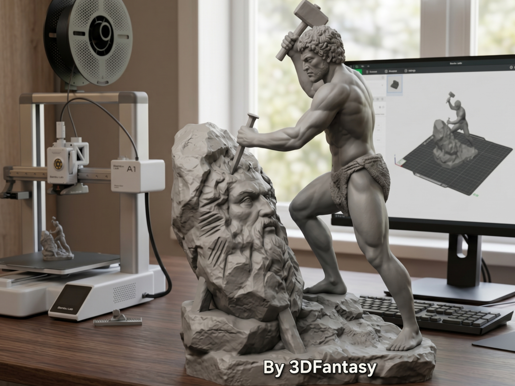 Scultura L'Uomo che Scolpisce se Stesso
