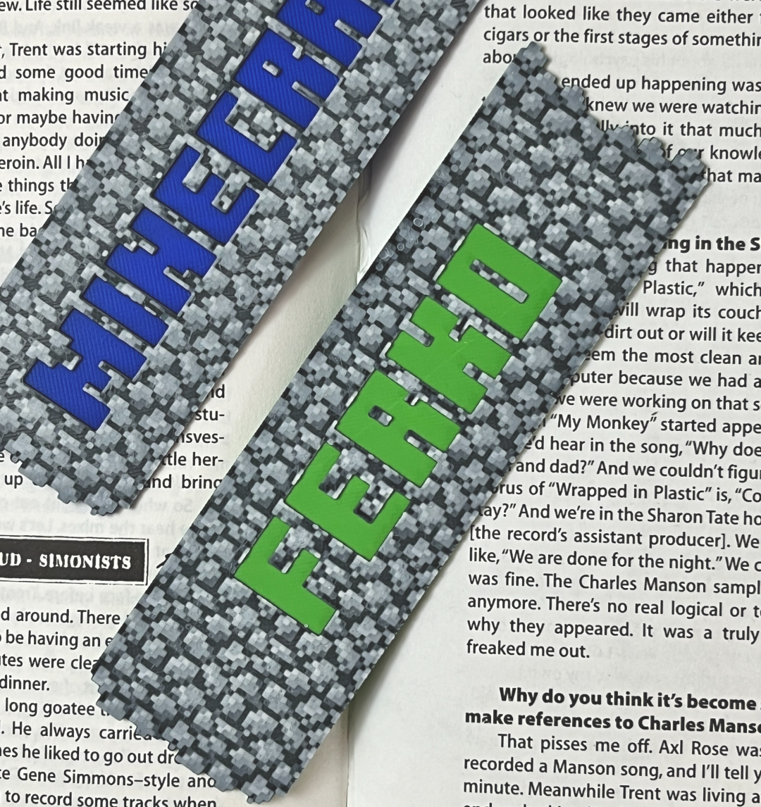 Minecraft customizable cobblestone bookmark