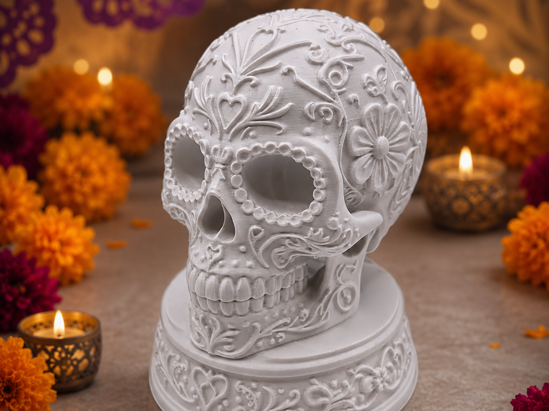 Día de los Muertos Schädel mit filigranem Sockel
