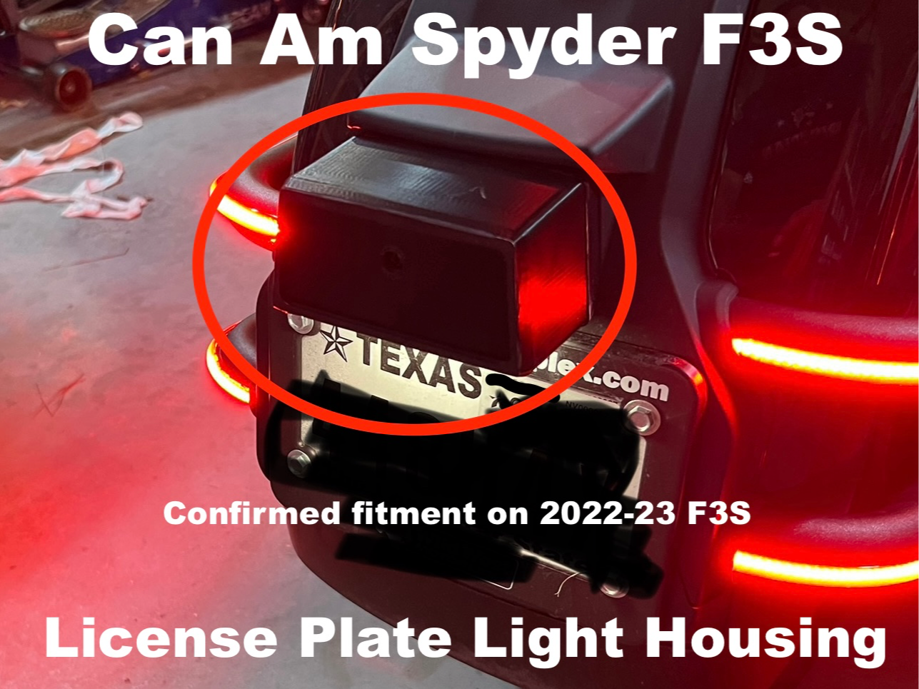 Can Am Spyder F3S License Plate Light Housing