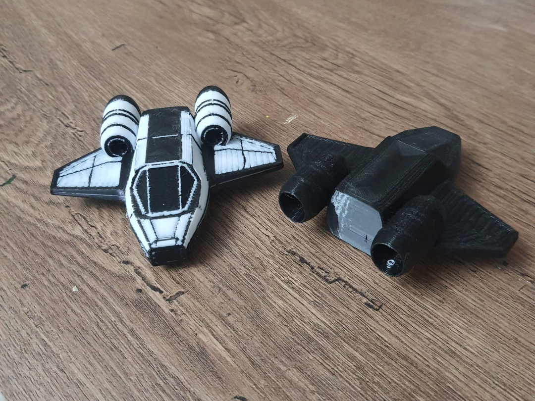 3D Black and White Spacecraft
