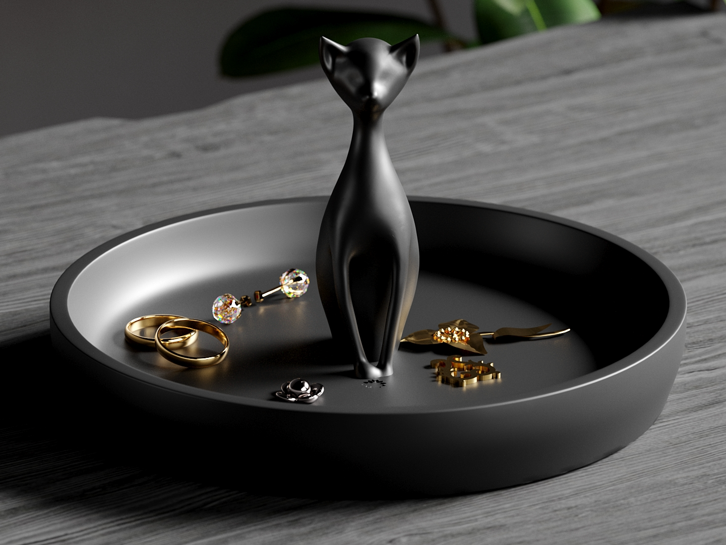 Black Cat Jewelry Tray