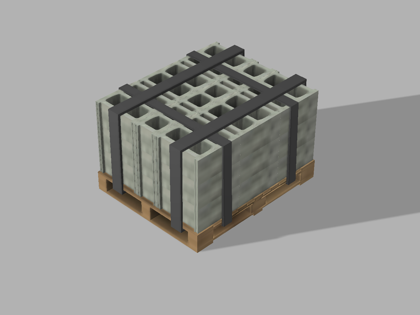 large pallet with cinder blocks for cyber brick