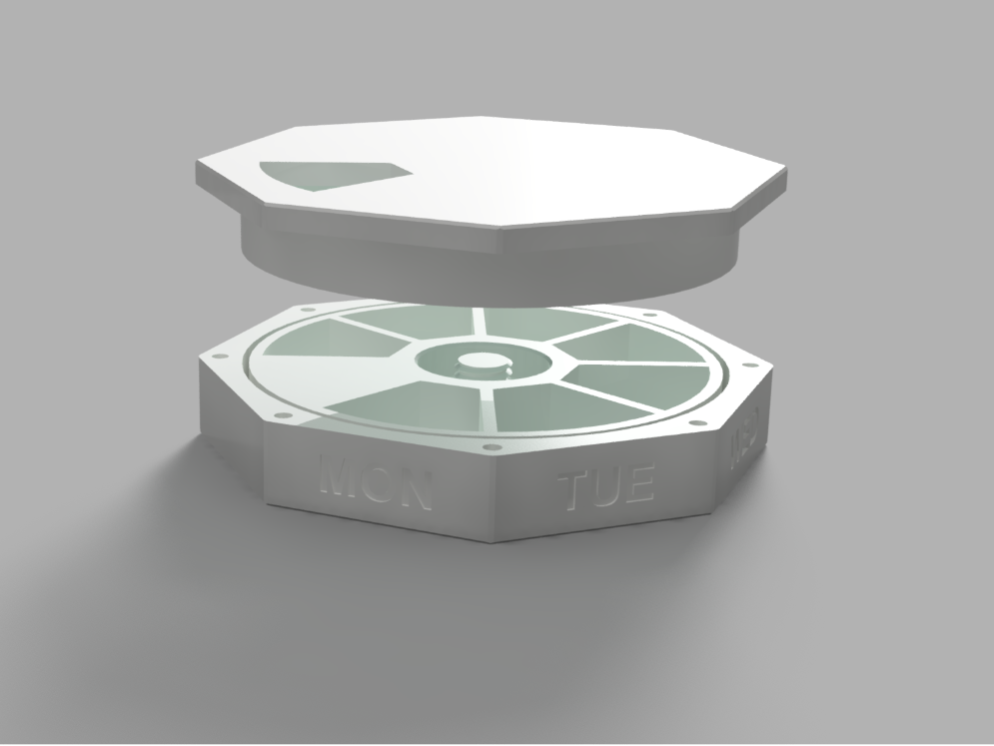 Small weekly hexagonal medication sliding case