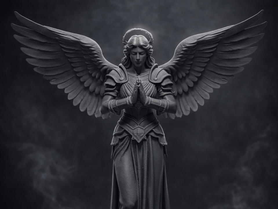 Angelo Guardiano–Statua Decorativa con Ali Aperte