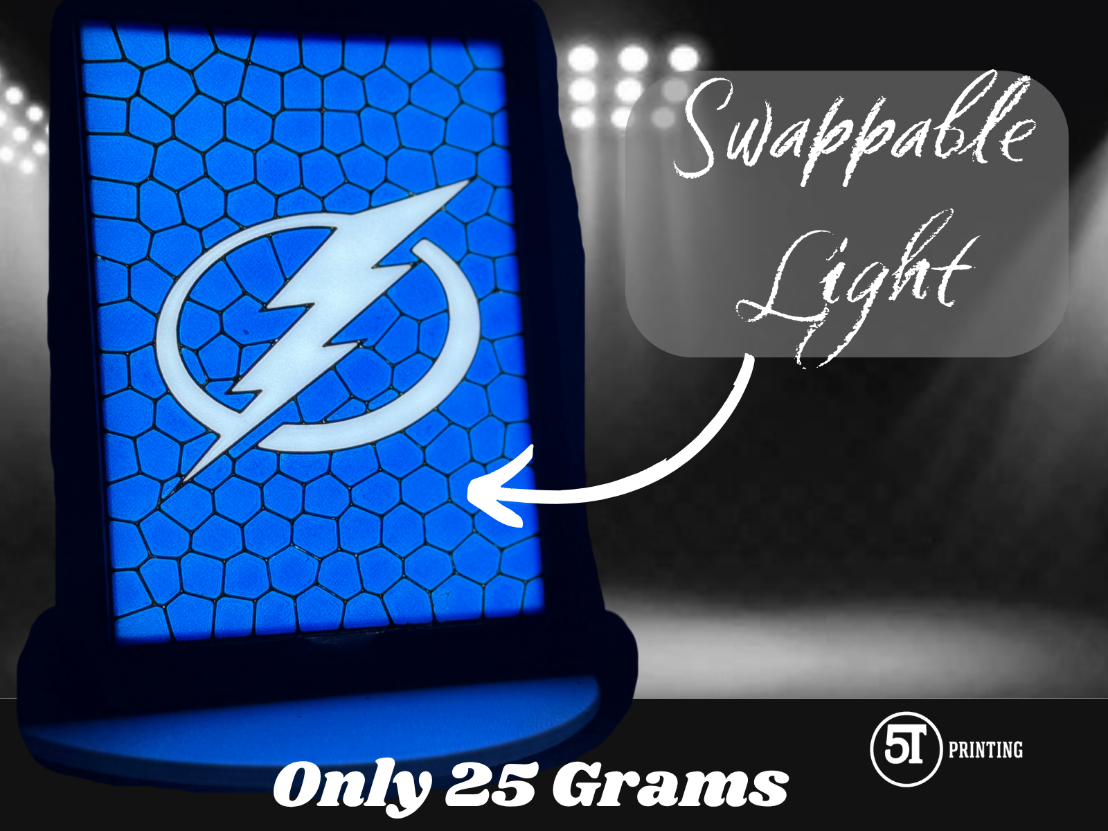 Tampa Bay Lightning light (swappable glass)