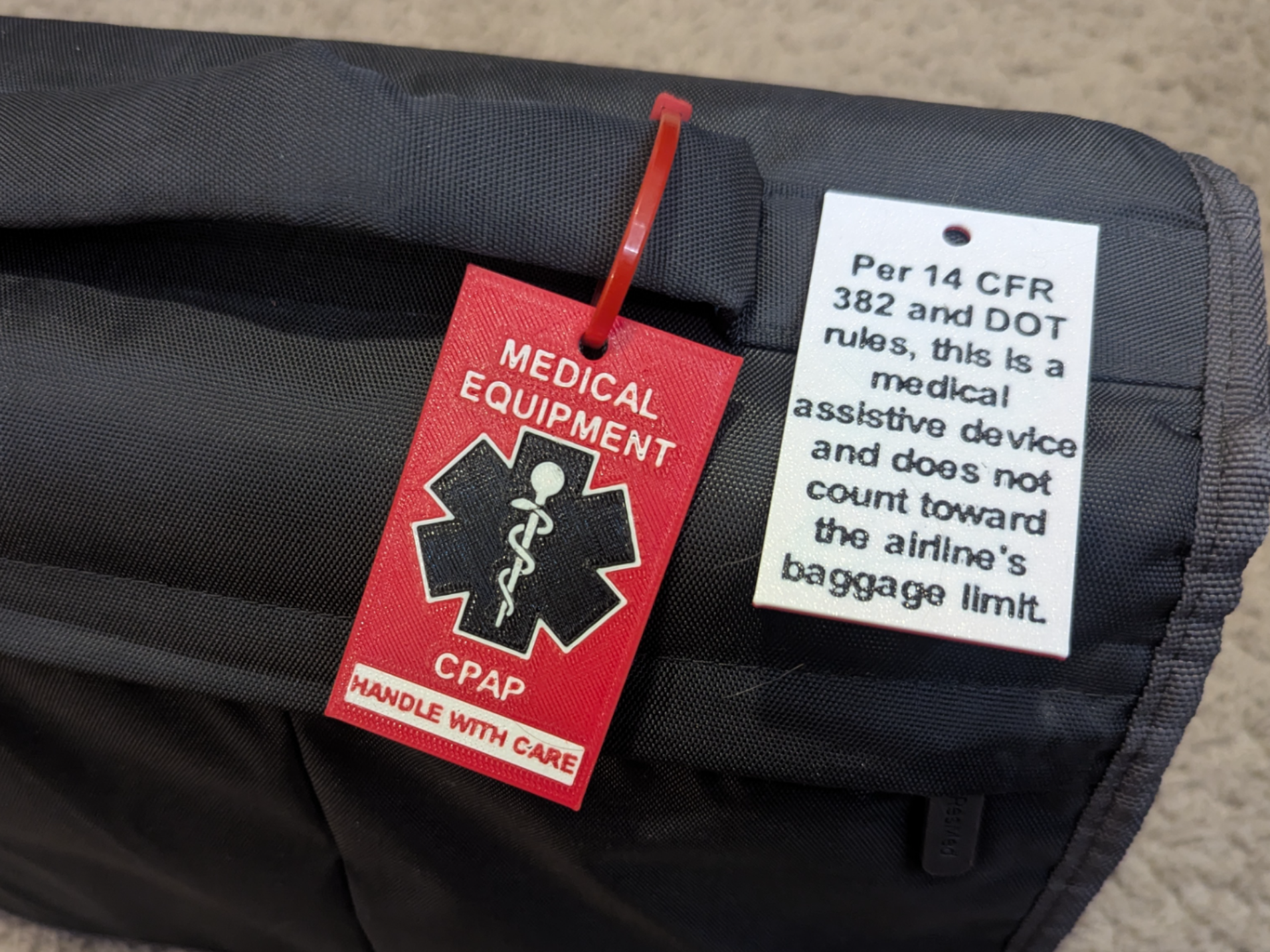 Double Sided - CPAP Luggage Tag Medical Device