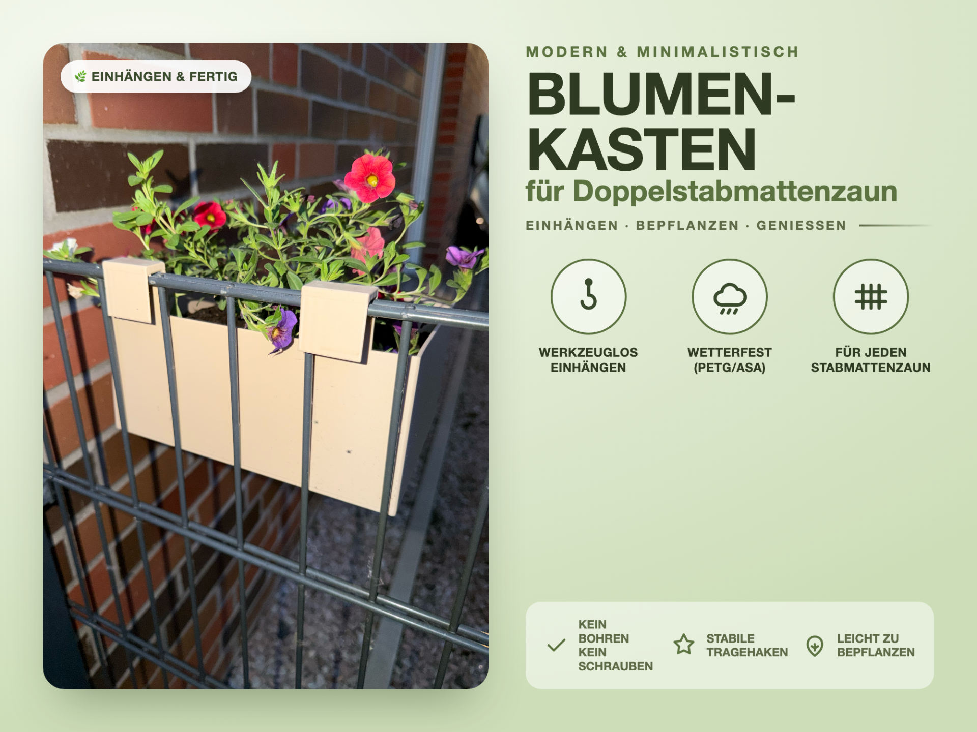 Blumenkasten für Doppelstabmattenzaun